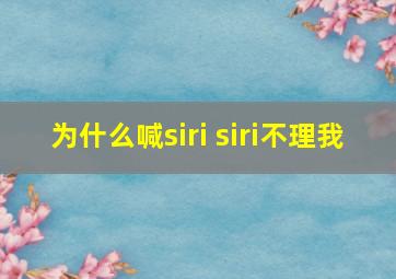 为什么喊siri siri不理我